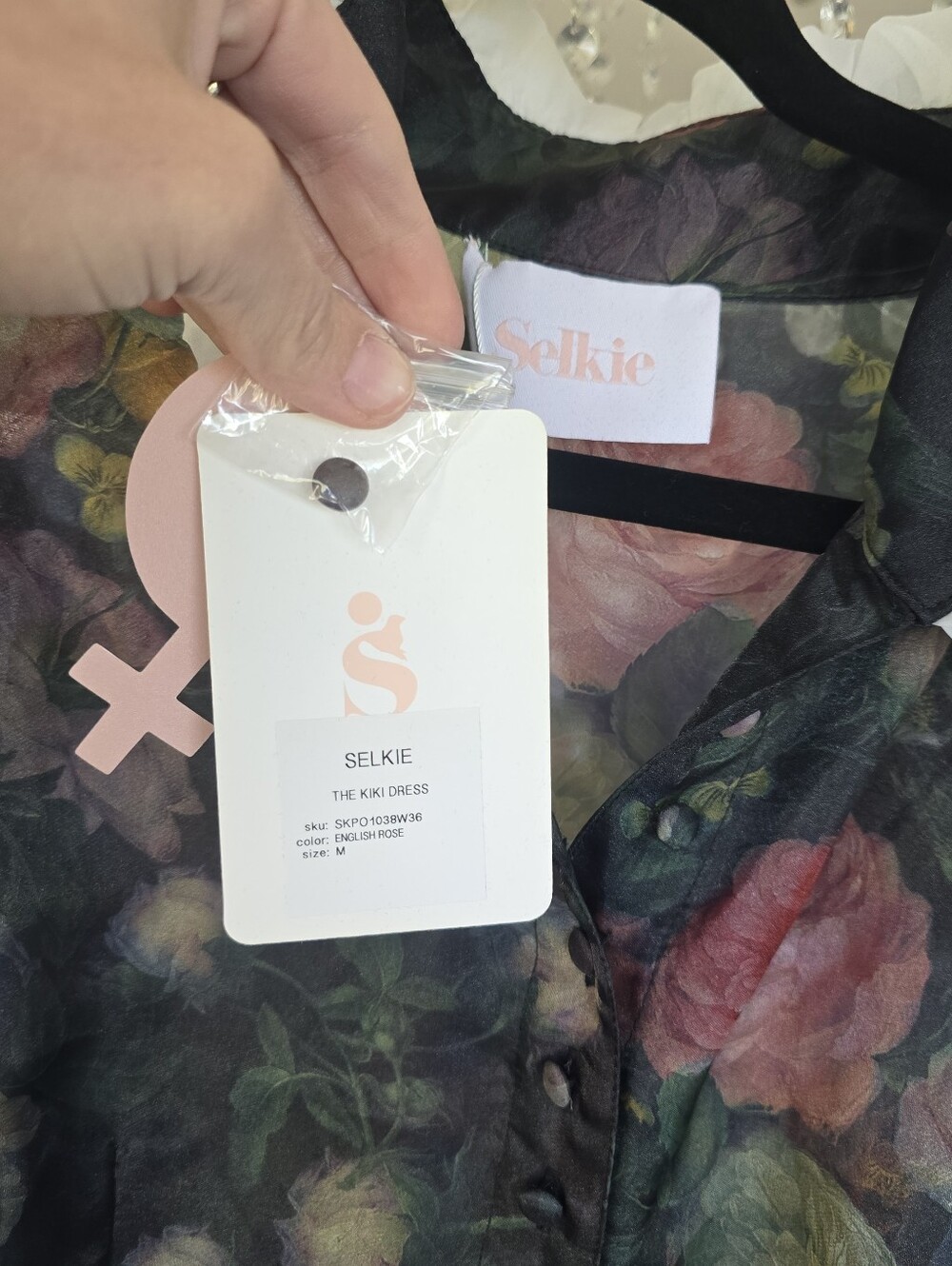 Selkie Kiki Black Sheer Floral Puff-Sleeve Mini Dress - Picture 7 of 7